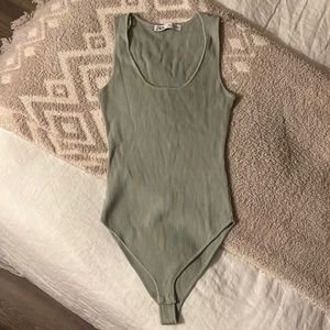 Zara rib knit bodysuit M light mint green